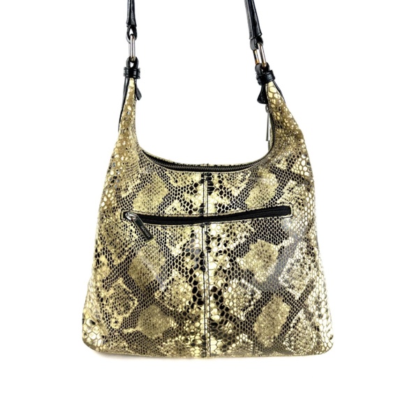Vintage ‘Danier Leather’ Beige & Black Leather Snake Print Hobo Shoulder Handbag - Picture 4 of 10